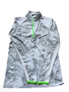 RLX Ralph Lauren Sport Gray Camo 1/4 zip Pullover with white performance sz s